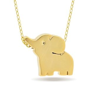 NEW Lucky Floating Elephant Pendant Necklace 14kt Gold Plated 16” to 18”…